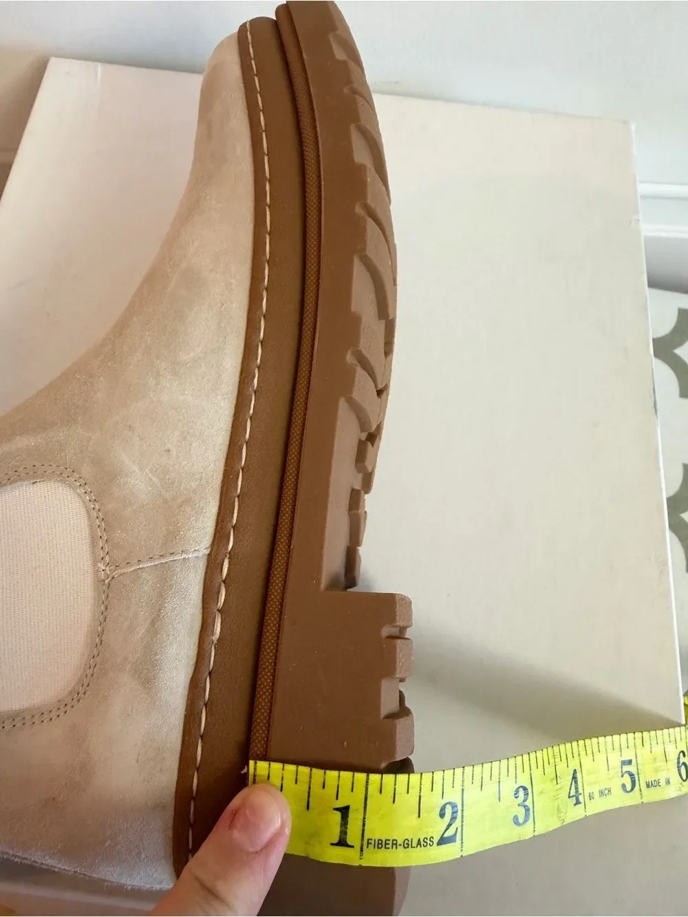 Boemos Made in Italy Ivory Suede Chelsea Boots | Chunky Lug Sole | EU 38 NEW